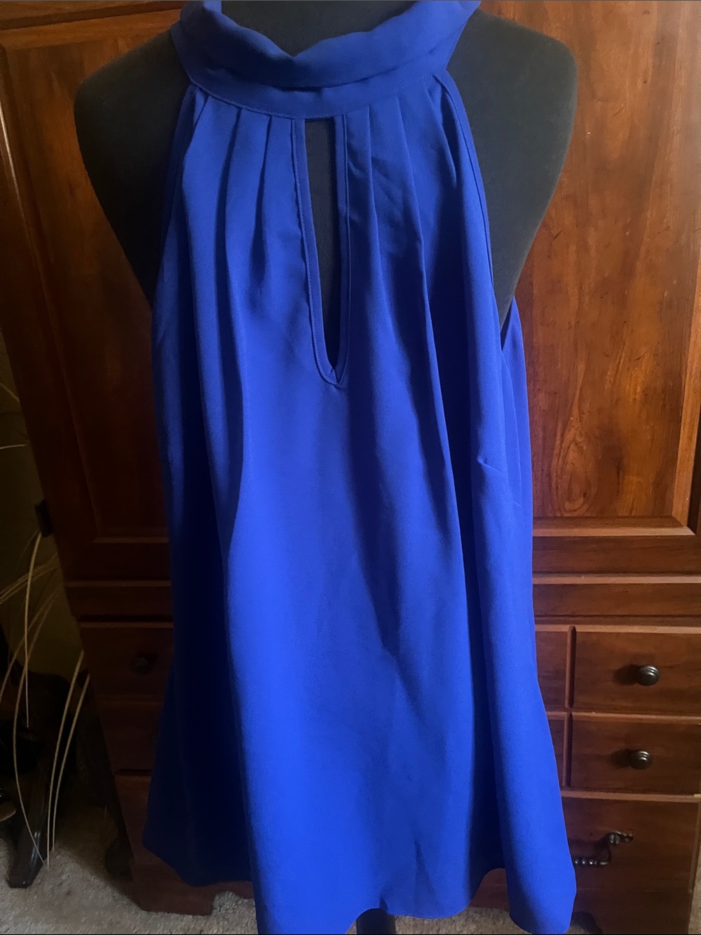 Royal Blue Halter Neck Keyhole Swing Dress